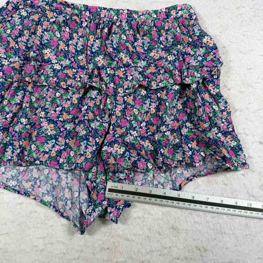 Zara Floral Ruffle Skort Womens Medium Multicolor Ditsy Print Tiered Mini Shorts - Picture 6 of 8